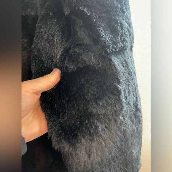 Scandinavian Fur Company black fur coat real Rabbit fur coat. Medium - Picture 9 of 14